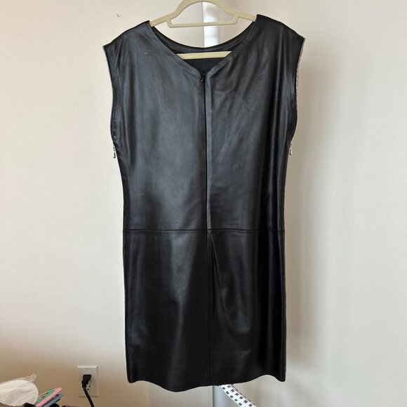 Escada Lamb Leather Mini Dress Size Size Medium/DE 38/US 8 - 10 - Picture 3 of 13